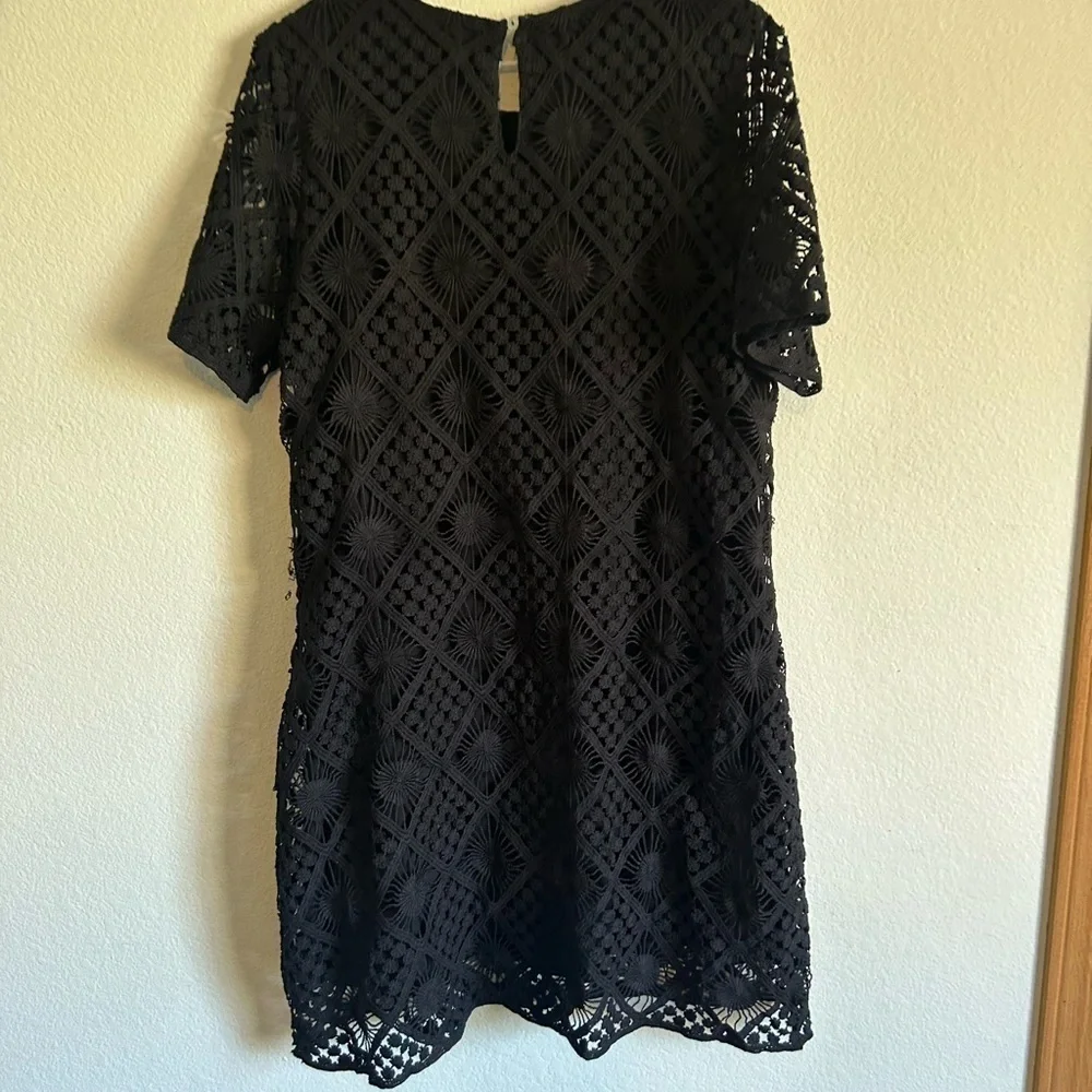 NWT TRENDY PLUS SIZE CROCHET VIBES MINI DRESS IN BLACK CITY CHIC